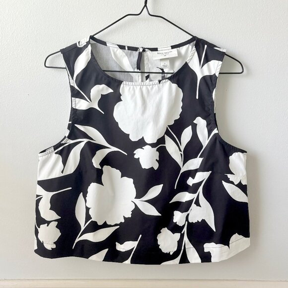 NWT Women's Classic Rose Shell Tank Top - kate spade new york Black/Cream Small - Picture 1 of 9
